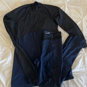 Nike Pro Legging and Turtle Neck Active Long Sleeve Set
